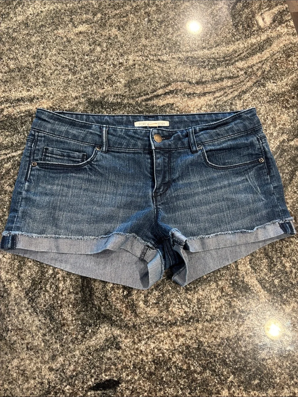 Dark Wash Denim Cuffed Women's Shorts Forever 21
